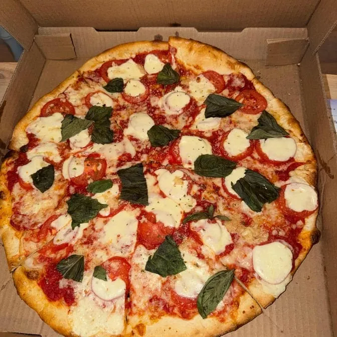 Margherita pizza in a box